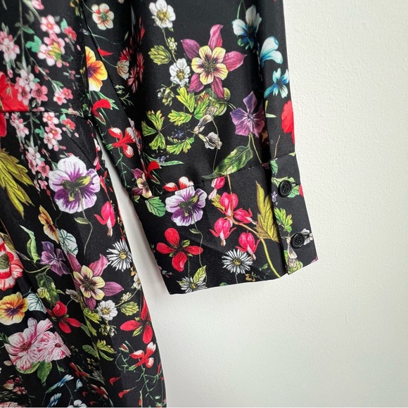 Adrianna Papell Button Collared Dress size 6 floral Bloom wedding Ruffle Money - Picture 9 of 12